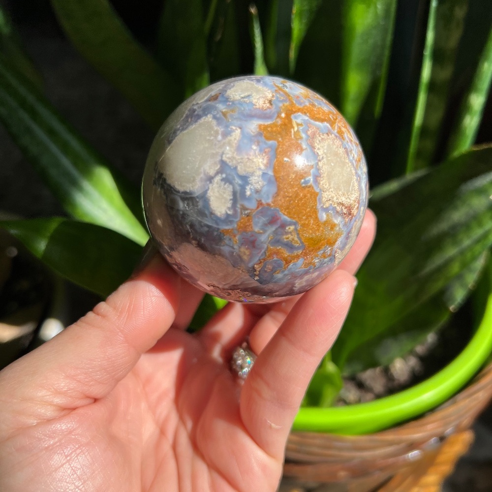 Blue flower agate sphere (d) | crystal